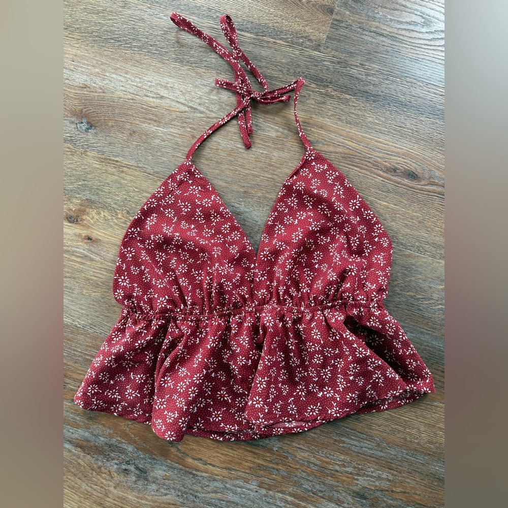Floral Red Halter Top